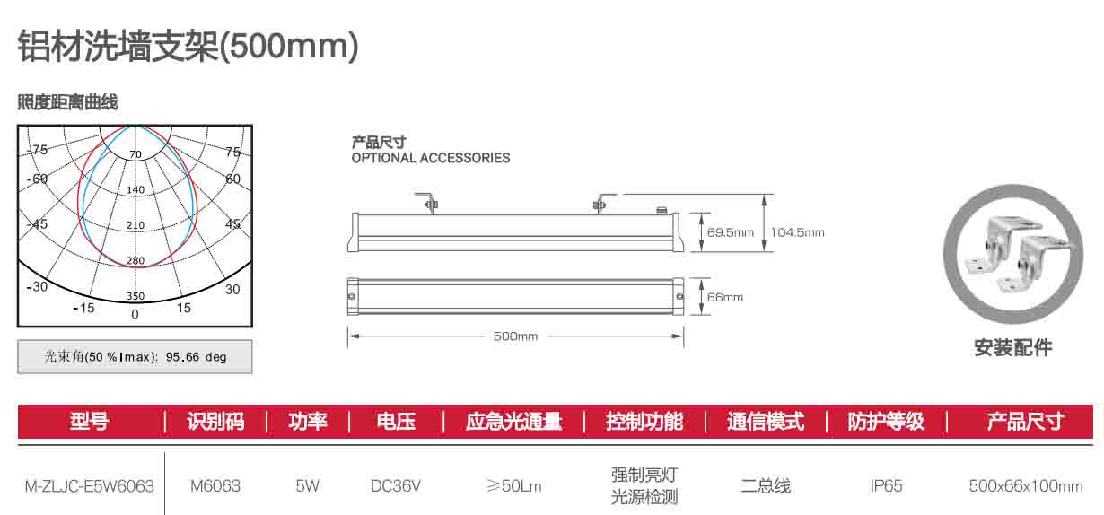 洗墙灯三防支架带常亮开关线